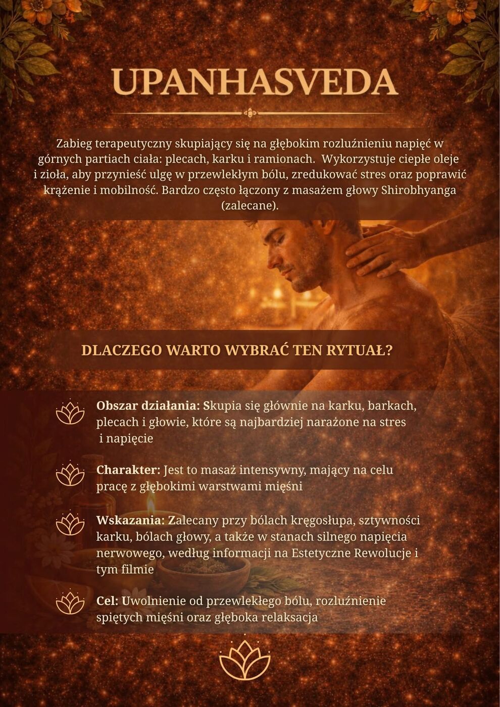 Upanahasveda — terapeutyczny masaż karku, barków i pleców